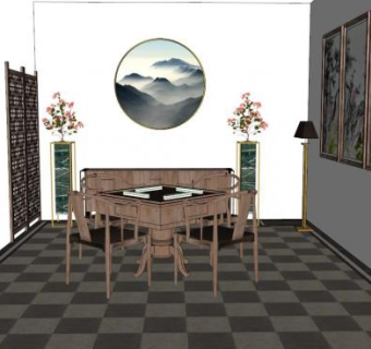 麻将室su模型下载_sketchup草图大师SKP模型