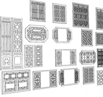 古建筑门窗su模型下载_sketchup草图大师SKP模型
