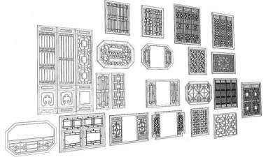 古建筑门窗su模型下载_sketchup草图大师SKP模型