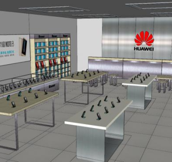 华为手机专卖店SU模型下载_sketchup草图大师SKP模型