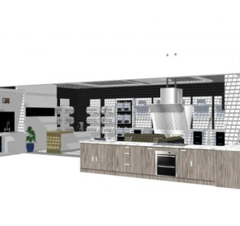 现代油烟机家电品牌展厅SU模型下载_sketchup草图大师SKP模型