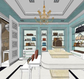 欧式箱包专卖店SU模型下载_sketchup草图大师SKP模型