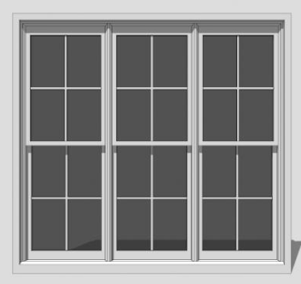 现代上下推拉窗SU模型下载_sketchup草图大师SKP模型