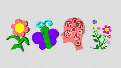 幼儿墙装饰品SU模型下载_sketchup草图大师SKP模型