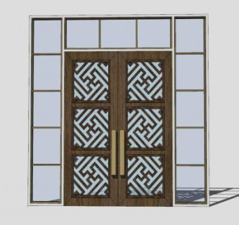 室内双开门SU模型下载_sketchup草图大师SKP模型