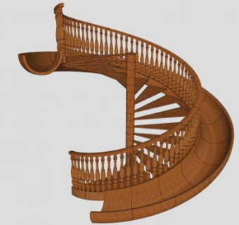旋转楼梯带滑梯SU模型下载_sketchup草图大师SKP模型