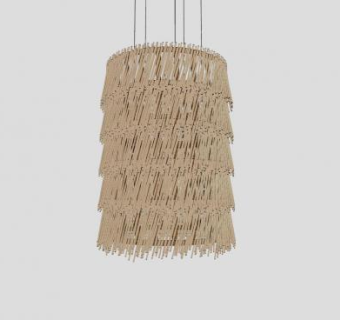 乡村竹简吊灯特色装饰灯SU模型下载_sketchup草图大师SKP模型