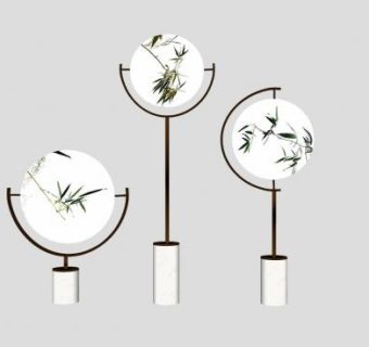 中式扇形饰品装饰SU模型下载_sketchup草图大师SKP模型