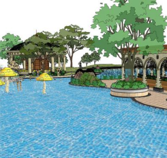 欧式园林景观su模型下载_sketchup草图大师SKP模型