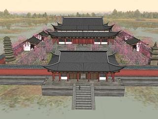 中式寺院建筑sketchup模型下载_sketchup草图大师SKP模型