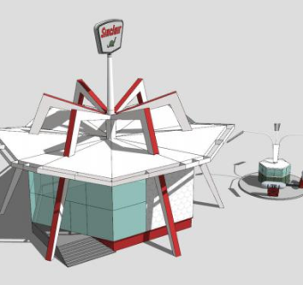 现代小型加油站SU模型下载_sketchup草图大师SKP模型