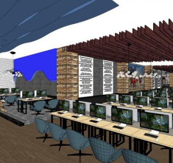 现代网咖SU模型下载_sketchup草图大师SKP模型