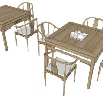 茶椅组合su模型下载_sketchup草图大师SKP模型