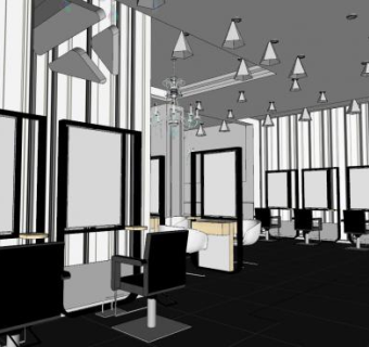 蒂芙妮美容美理发店SU模型下载_sketchup草图大师SKP模型