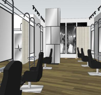 现代美容美发厅SU模型下载_sketchup草图大师SKP模型