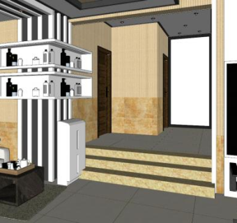 现代小型理发店sketchup模型下载_sketchup草图大师SKP模型