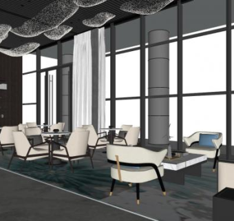 现代售楼处室内装饰SU模型下载_sketchup草图大师SKP模型