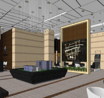东港鑫座售楼处SU模型下载_sketchup草图大师SKP模型