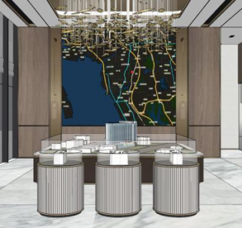 盛唐大厦售楼处SU模型下载_sketchup草图大师SKP模型