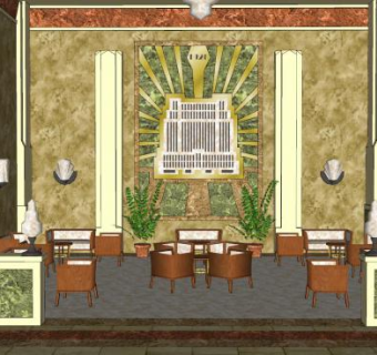 欧式售楼处洽谈区SU模型下载_sketchup草图大师SKP模型