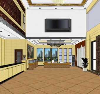 德宏嘉良地产售楼处SU模型下载_sketchup草图大师SKP模型