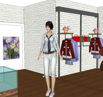 商用衣服展示架su模型下载_sketchup草图大师SKP模型