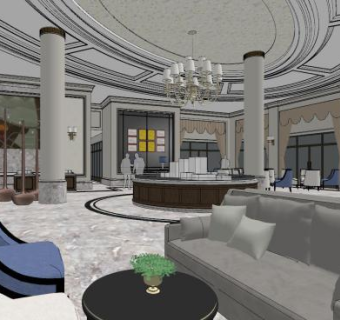 东莞逸翠华府售楼处SU模型下载_sketchup草图大师SKP模型