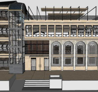 现代售楼中心建筑SU模型下载_sketchup草图大师SKP模型