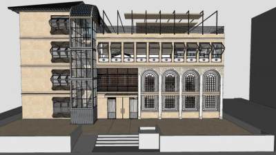 现代售楼中心建筑SU模型下载_sketchup草图大师SKP模型