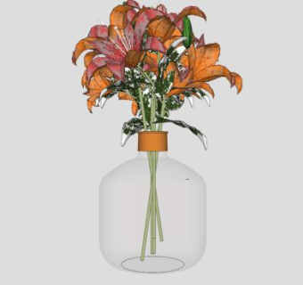 观赏花瓶花卉摆件SU模型下载_sketchup草图大师SKP模型