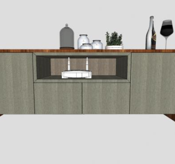 边柜装饰品SU模型下载_sketchup草图大师SKP模型
