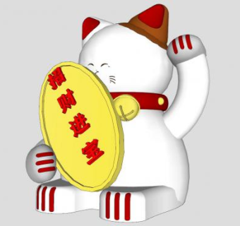 招财猫摆件SU模型下载_sketchup草图大师SKP模型