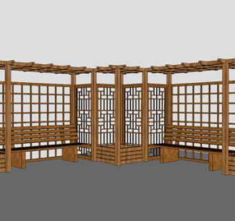 木制花架su模型下载_sketchup草图大师SKP模型