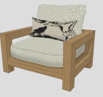 新中式木质扶手椅SU模型下载_sketchup草图大师SKP模型