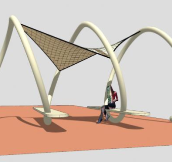 张拉膜景观廊架座椅SU模型下载_sketchup草图大师SKP模型