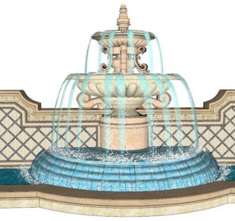 景观叠水su模型下载_sketchup草图大师SKP模型