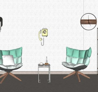 北欧卧室家具SU模型下载_sketchup草图大师SKP模型