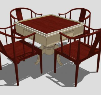 中式麻将桌SU模型下载_sketchup草图大师SKP模型