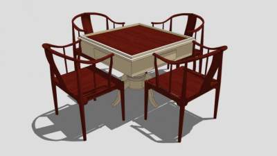 中式麻将桌SU模型下载_sketchup草图大师SKP模型