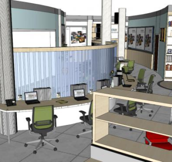 创意办公空间su模型下载_sketchup草图大师SKP模型