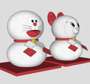 哆啦A梦哆啦美摆件SU模型下载_sketchup草图大师SKP模型