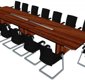 会议桌子su模型下载_sketchup草图大师SKP模型