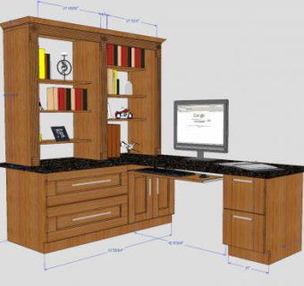 办公桌书桌书柜SU模型下载_sketchup草图大师SKP模型