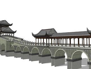 中式<em>景观桥</em>su模型下载_sketchup草图大师SKP模型