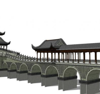 中式景观桥su模型下载_sketchup草图大师SKP模型