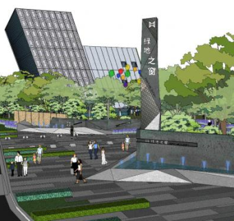 绿地之窗售楼部SU模型下载_sketchup草图大师SKP模型