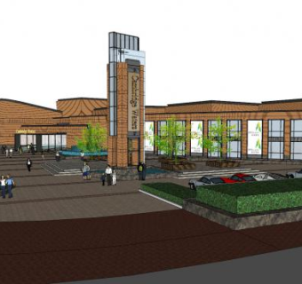 康桥水都售楼处SU模型下载_sketchup草图大师SKP模型