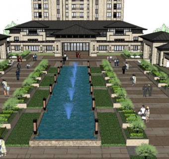 中式售楼处SU模型下载_sketchup草图大师SKP模型