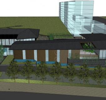 新中式售楼中心建筑SU模型下载_sketchup草图大师SKP模型