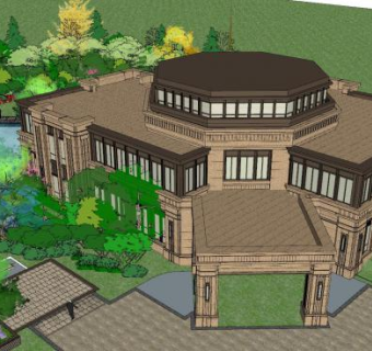 香榭丽公馆售楼处SU模型下载_sketchup草图大师SKP模型